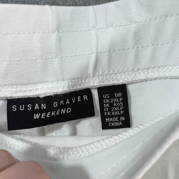 Susan Graver Weekend Petite Premium Stretch Slim Leg Pedal White, Petite 1X - Picture 3 of 10